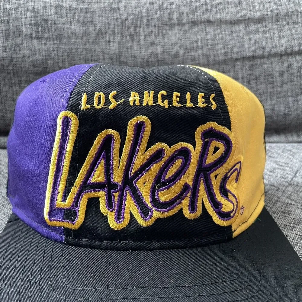 Vintage Starter Los Angeles Lakers Snapback Hat Cap Twill Color Block Embroidery
